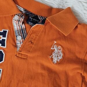 US Polo Assn Shirt White Orange Navy Big Logo Polo Kids Size 3T Preppy Pony